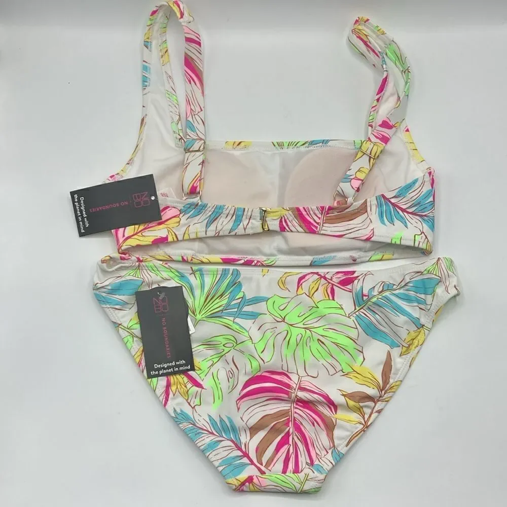 Tropical Print Tricot Bikini Swimsuit Bathing Suit Size M